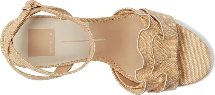 Dolce Vita Lunete Women's Sandals Light Natural Woven Raffia : 6 M, Cotton/Rubber/Satin - Image 2
