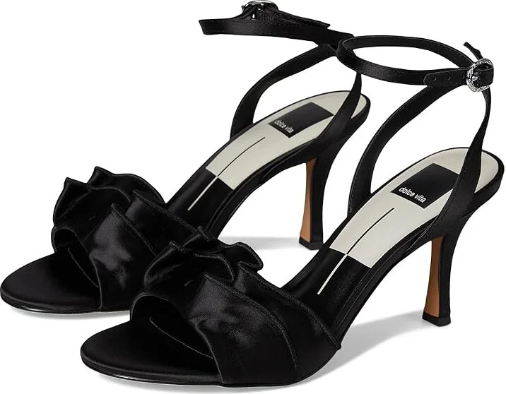Dolce Vita Lunete Women's Sandals Onyx Satin : 9.5 M, Cotton/Rubber/Satin