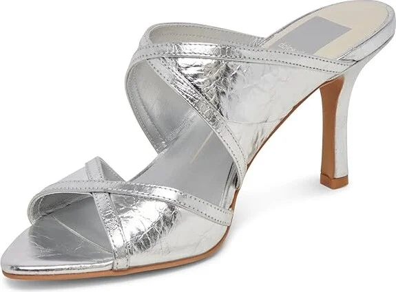 Dolce Vita Mandel Women's Sandals Silver : 9.5 M, Leather/Rubber/Suede