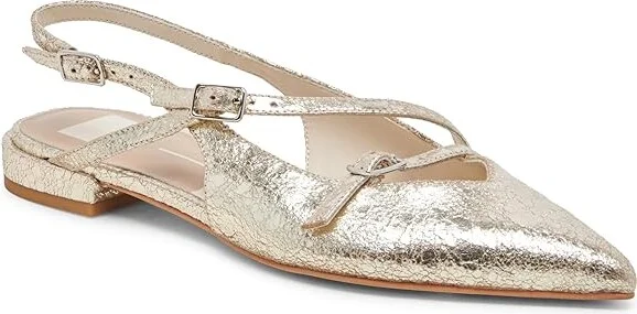 Dolce Vita Pamla Women's Flat Shoes Platinum Distressed Leather : 7.5 M