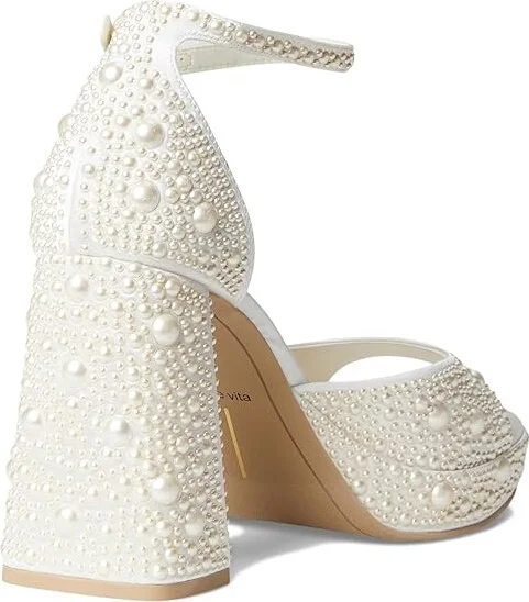 Dolce Vita Pandro Pearl Women's Sandals True White Satin : 9.5 M, Rubber - Image 4
