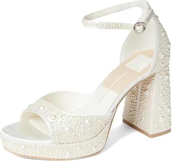 Dolce Vita Pandro Pearl Women's Sandals True White Satin : 9.5 M, Rubber - Image 5