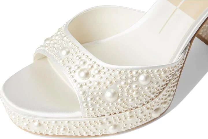 Dolce Vita Pandro Pearl Women's Sandals True White Satin : 9.5 M, Rubber - Image 7