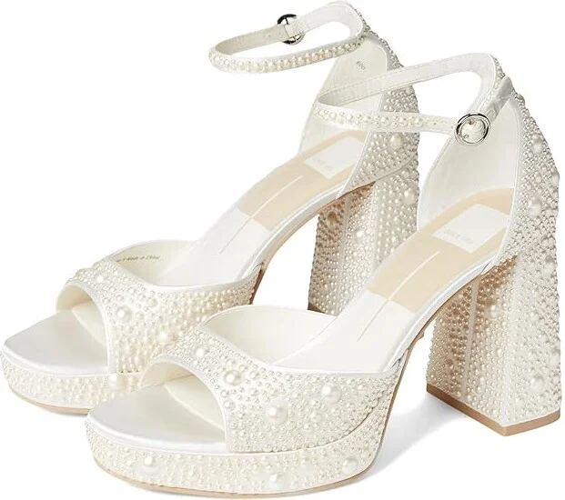 Dolce Vita Pandro Pearl Women's Sandals True White Satin : 9.5 M, Rubber