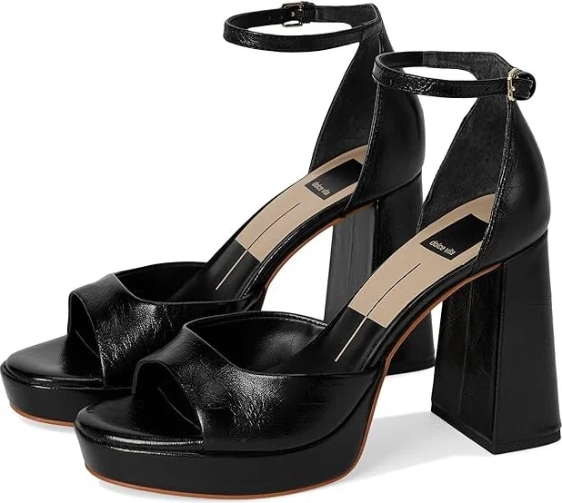 Dolce Vita Pandro Women's Sandals Midnight Crinkle Patent : 10 M, Leather