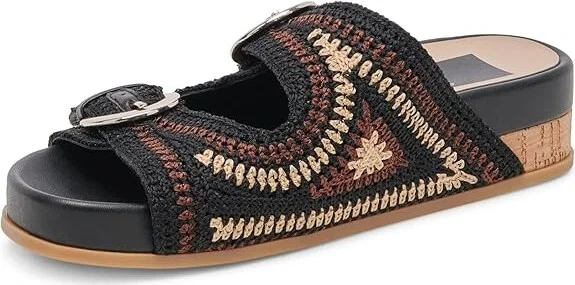 Dolce Vita Ralli Women's Sandals Black Knit : 7.5 M, Leather/Rubber