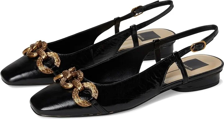 Dolce Vita Ramano Women's Flat Shoes Midnight Crinkle Patent : 6.5 M, Cotton