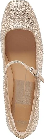 Dolce Vita Reyes Crystal Women's Flat Shoes Light Gold Crystal : 6 M, Leather - Image 2