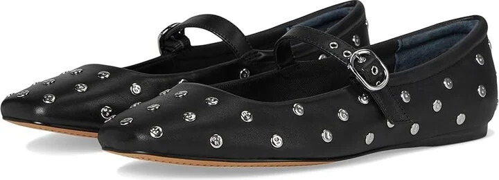 Dolce Vita Reyes Stud Women's Flat Shoes Black Leather : 8 M