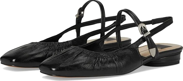 Dolce Vita Rianne Women's Flat Shoes Midnight Crinkle Patent : 6 M, Leather/Rubber