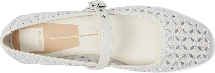 Dolce Vita Rodni Eyelet Perf Women's Flat Shoes True White Leather : 6.5 M - Image 2