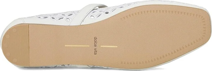 Dolce Vita Rodni Eyelet Perf Women's Flat Shoes True White Leather : 6.5 M - Image 3