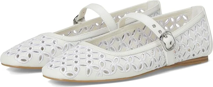 Dolce Vita Rodni Eyelet Perf Women's Flat Shoes True White Leather : 6.5 M