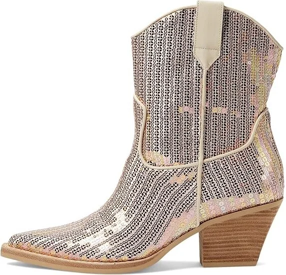 Dolce Vita Runa Sequin Women's Boots Creme : 9 M, Leather - Image 5