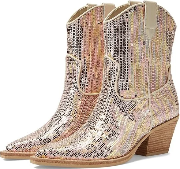 Dolce Vita Runa Sequin Women's Boots Creme : 9 M, Leather