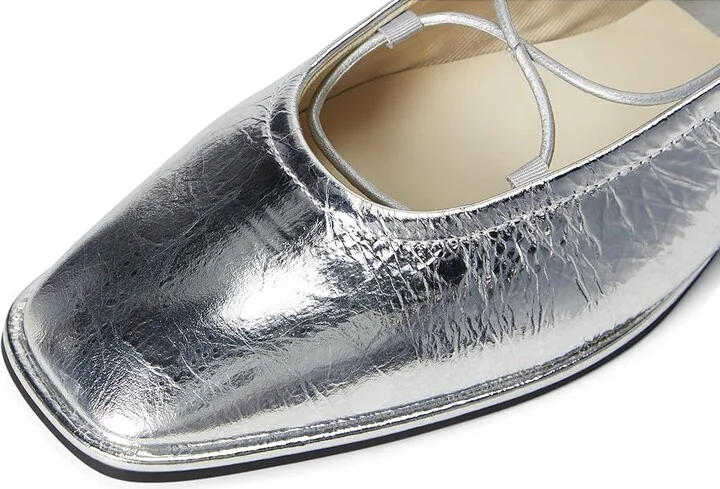 Dolce Vita Ryder Women's Flat Shoes Silver Distressed Leather : 6.5 M, Cotton - Image 2