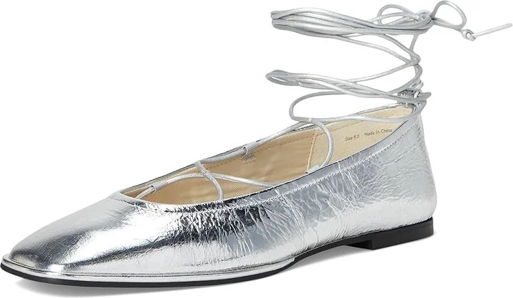 Dolce Vita Ryder Women's Flat Shoes Silver Distressed Leather : 6.5 M, Cotton - Image 5