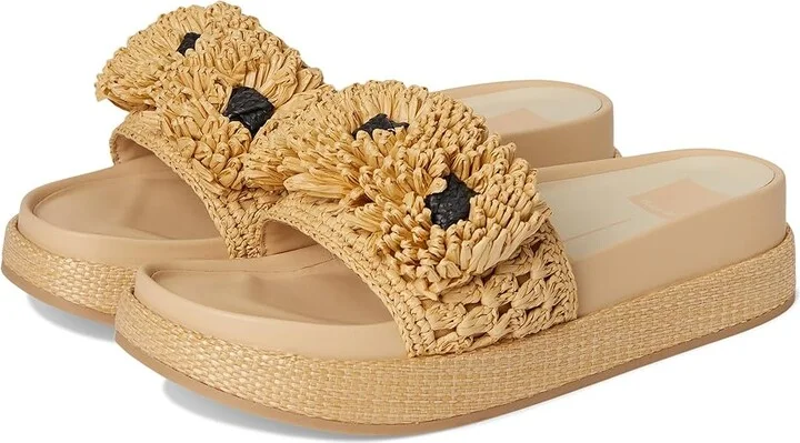 Dolce Vita Sidona Flower Women's Sandals Light Natural Raffia : 6 M, Rubber