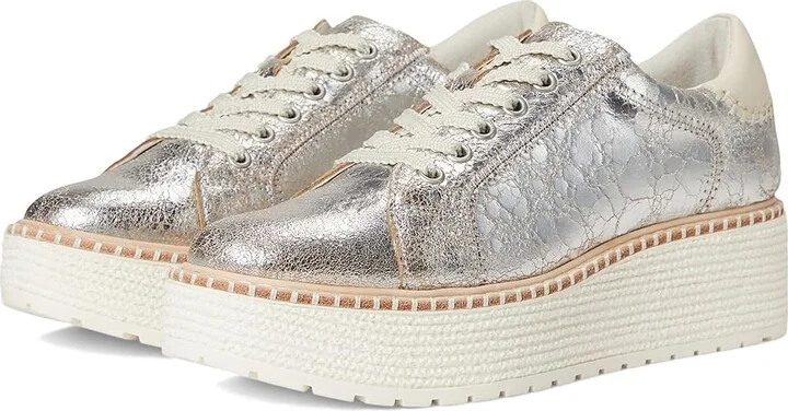 Dolce Vita Twain Women's Shoes Silver Crackled Leather : 9 M, Rubber