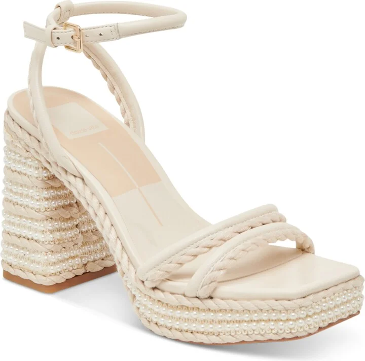 Dolce Vita Women's Agnes Pearl Beaded Platform Dress Sandals