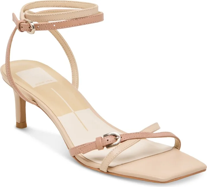 Dolce Vita Women's Bamby Strappy Kitten-Heel Dress Sandals - Nude/Cafe Multi Leather
