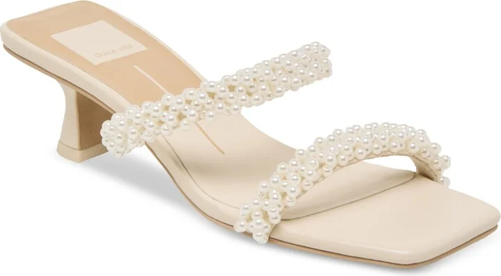 Dolce Vita Women's Boni Pearl Double Band Low Heel Dress Sandals