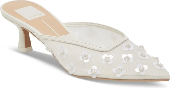 Dolce Vita Women's Clara Embellished Mesh Pointed-Toe Heeled Mules