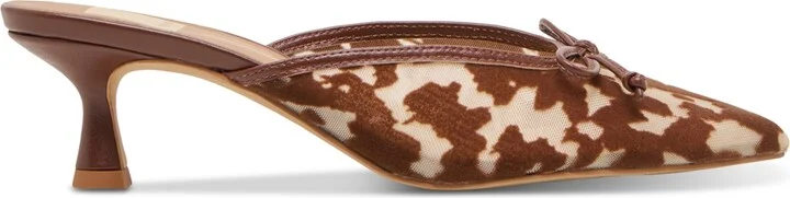 Dolce Vita Women's Cleo Bow Slip-On Kitten-Heel Mules - Cocoa Calf Velvet Mesh/Cow Print Multi - Image 2