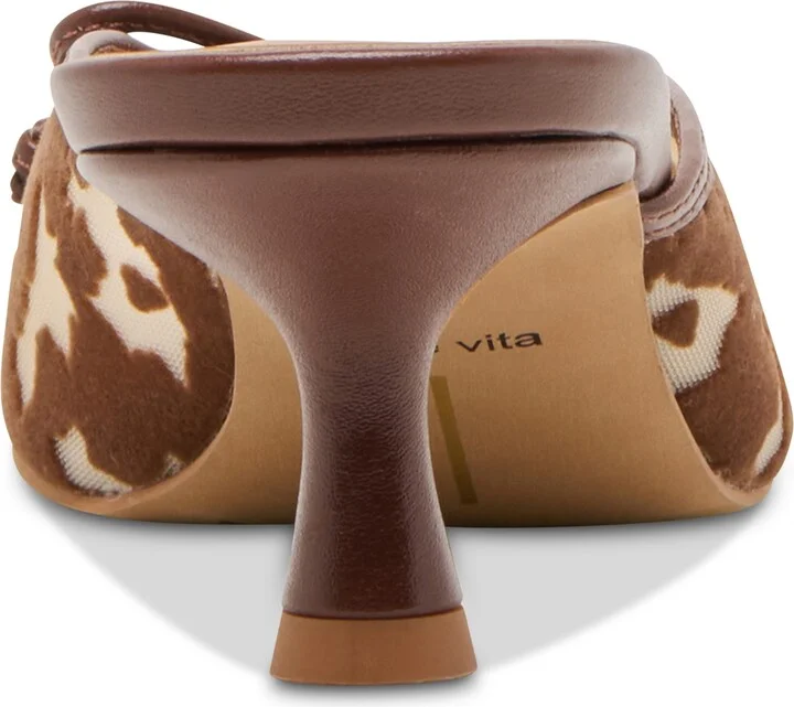 Dolce Vita Women's Cleo Bow Slip-On Kitten-Heel Mules - Cocoa Calf Velvet Mesh/Cow Print Multi - Image 3