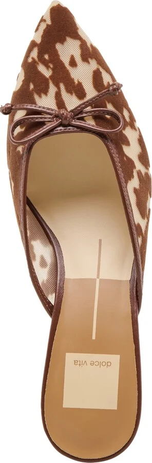 Dolce Vita Women's Cleo Bow Slip-On Kitten-Heel Mules - Cocoa Calf Velvet Mesh/Cow Print Multi - Image 4