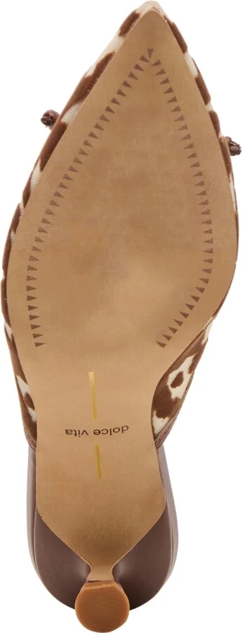Dolce Vita Women's Cleo Bow Slip-On Kitten-Heel Mules - Cocoa Calf Velvet Mesh/Cow Print Multi - Image 5