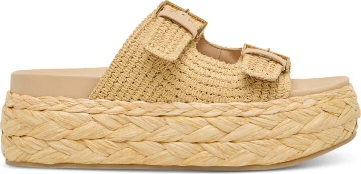 Dolce Vita Women's Falyn Platform Double Buckle Raffia Woven Footbed Sandals - Image 2
