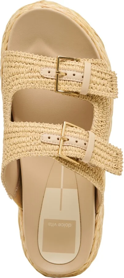 Dolce Vita Women's Falyn Platform Double Buckle Raffia Woven Footbed Sandals - Image 4