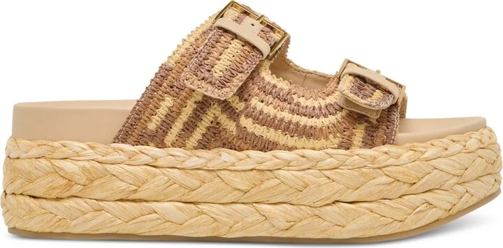 Dolce Vita Women's Falyn Platform Double Buckle Raffia Woven Footbed Sandals - Image 7