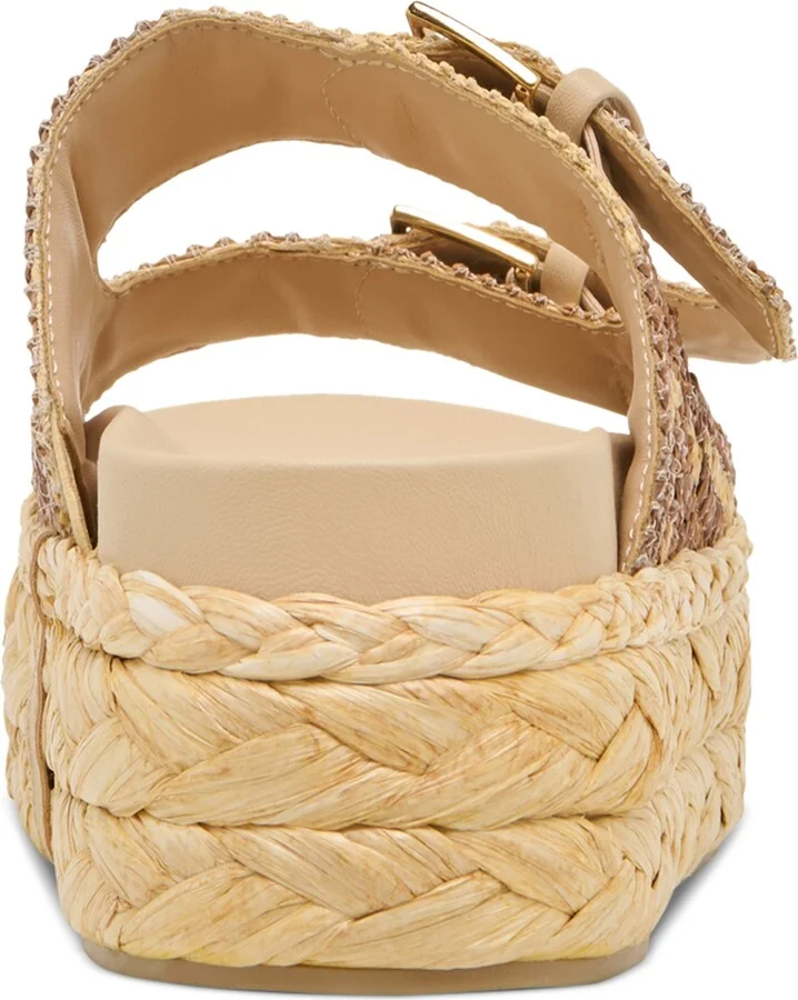 Dolce Vita Women's Falyn Platform Double Buckle Raffia Woven Footbed Sandals - Image 8