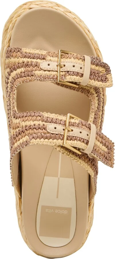 Dolce Vita Women's Falyn Platform Double Buckle Raffia Woven Footbed Sandals - Image 9