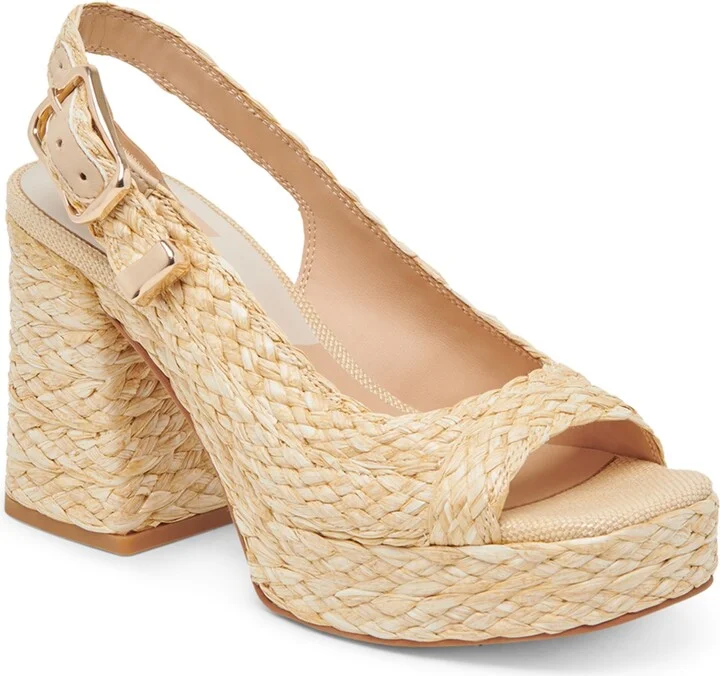 Dolce Vita Women's Flores Platform Raffia Slingback Dress Sandals