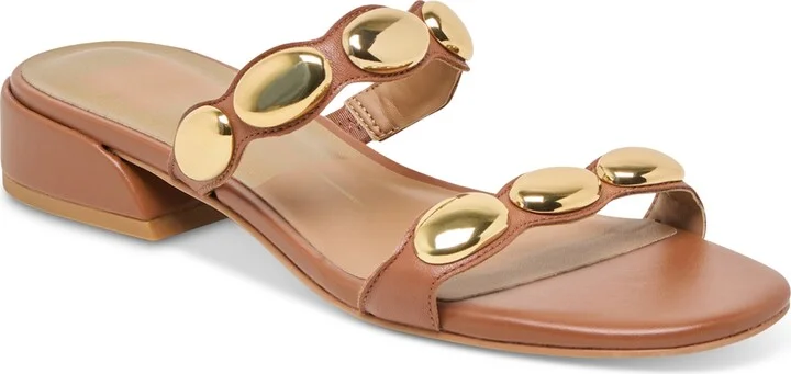 Dolce Vita Women's Fresco Embellished Double Band Slide Low Block Heel Dress Sandals