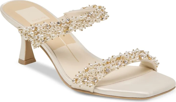 Dolce Vita Women's Genora Rhinestone Double-Band Low-Heel Dress Sandals