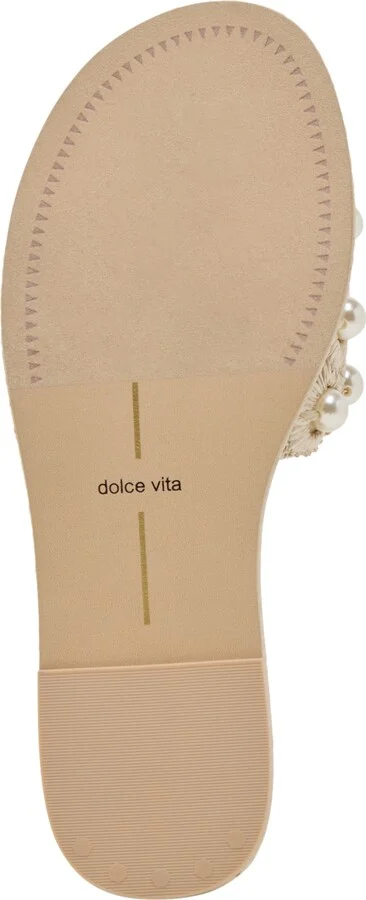 Dolce Vita Women's Harlyn Pearl Woven Raffia Slide Flat Sandals - Image 2