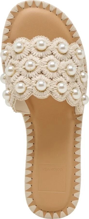 Dolce Vita Women's Harlyn Pearl Woven Raffia Slide Flat Sandals - Image 3