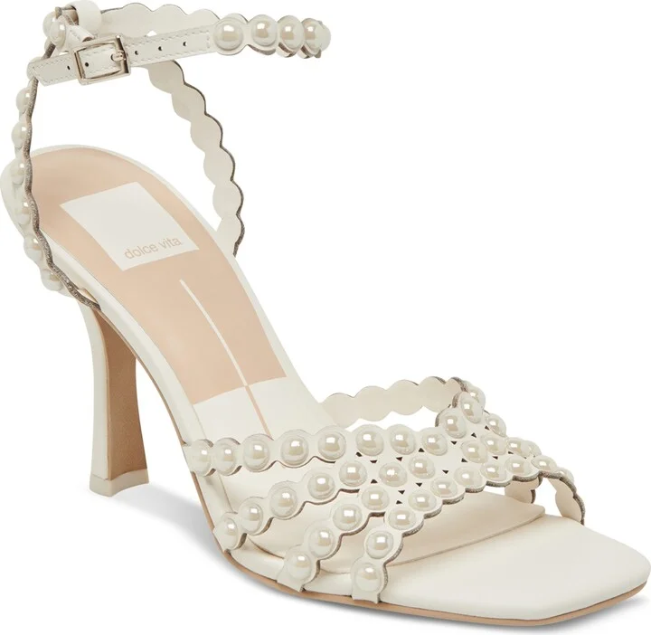Dolce Vita Women's Hellen Pearl Strappy Two-Piece Stiletto Dress Sandals
