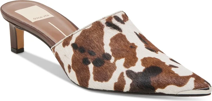 Dolce Vita Women's Lexy Pointed-Toe Heeled Mules - Cocoa Taurus Calf Hair/Cow Print Multi