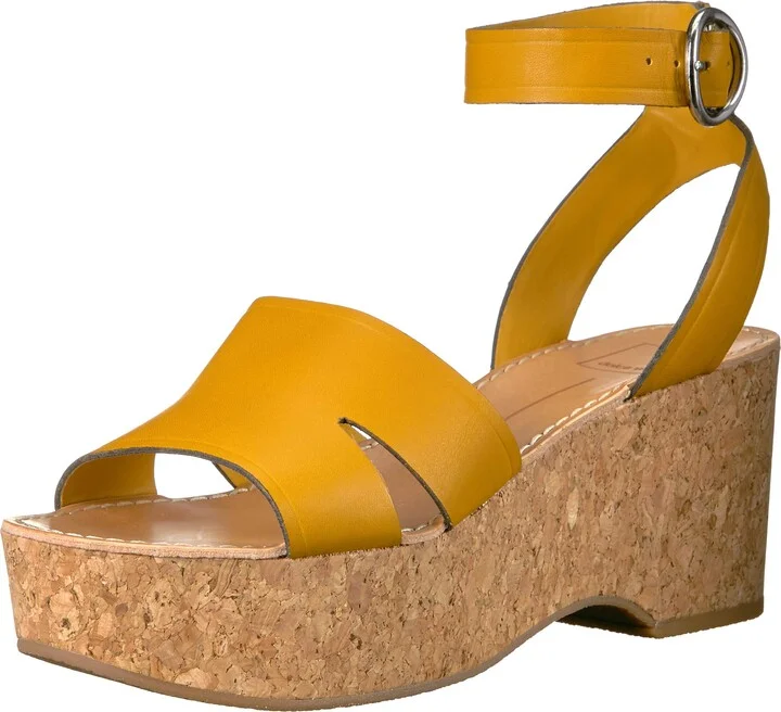 Dolce Vita Women's Linda Wedge Sandal honey leather 5.5 M US