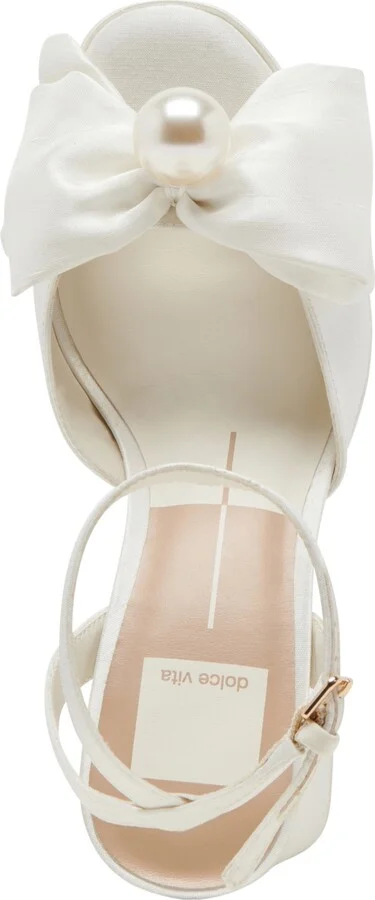 Dolce Vita Women's Patton Wide Width Two-Piece Pearl Bow Satin Heeled Dress Sandals - Image 4