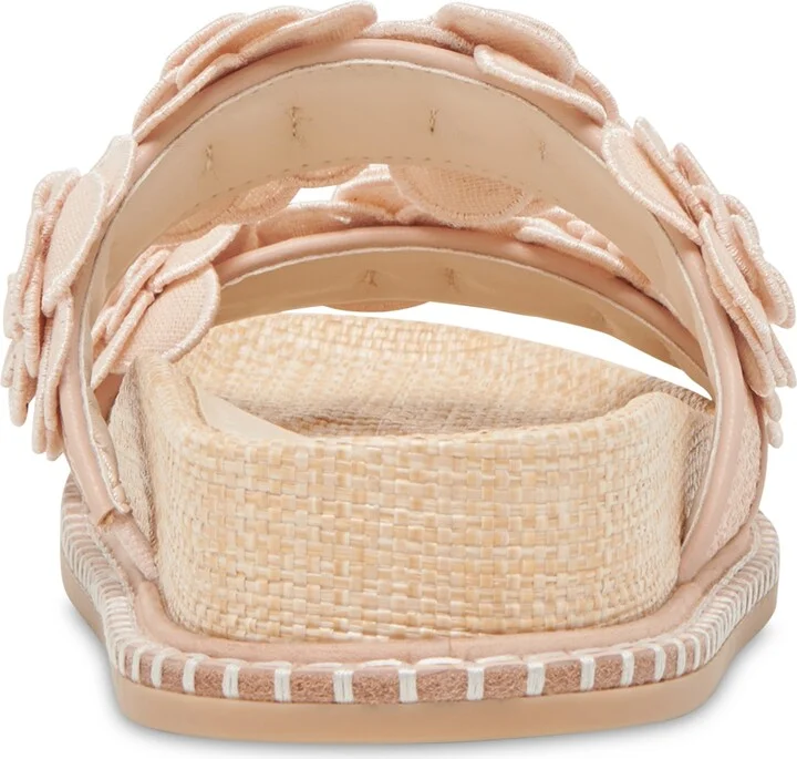 Dolce Vita Women's Sherla Floral Double Band Footbed Flat Sandals - Blush/Praline Raffia - Image 3