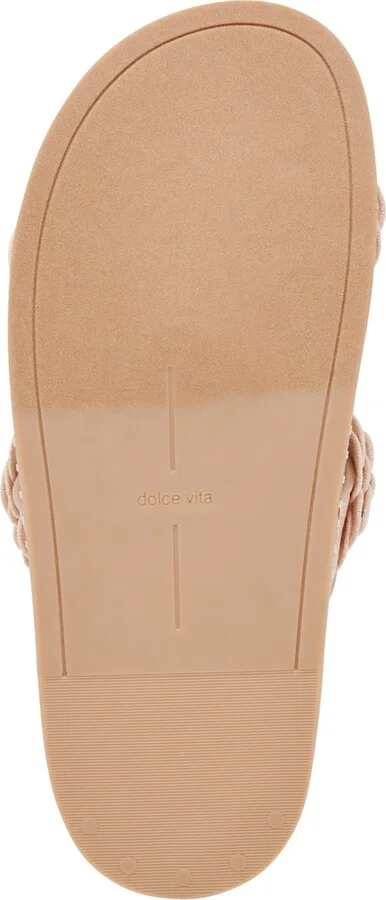 Dolce Vita Women's Sherla Floral Double Band Footbed Flat Sandals - Blush/Praline Raffia - Image 5