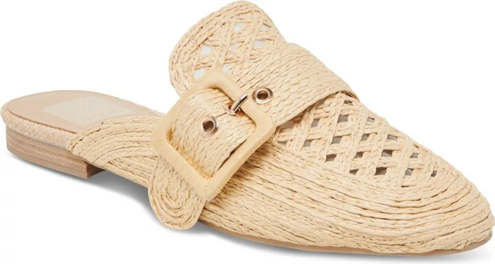 Dolce Vita Women's Sianna Woven Raffia Slip-On Mule Flats