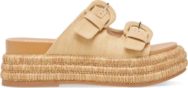 Dolce Vita Women's Witny Double-Buckle Raffia Platform Footbed Sandals - Image 2