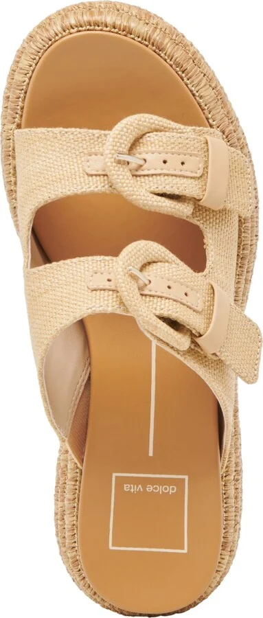 Dolce Vita Women's Witny Double-Buckle Raffia Platform Footbed Sandals - Image 4
